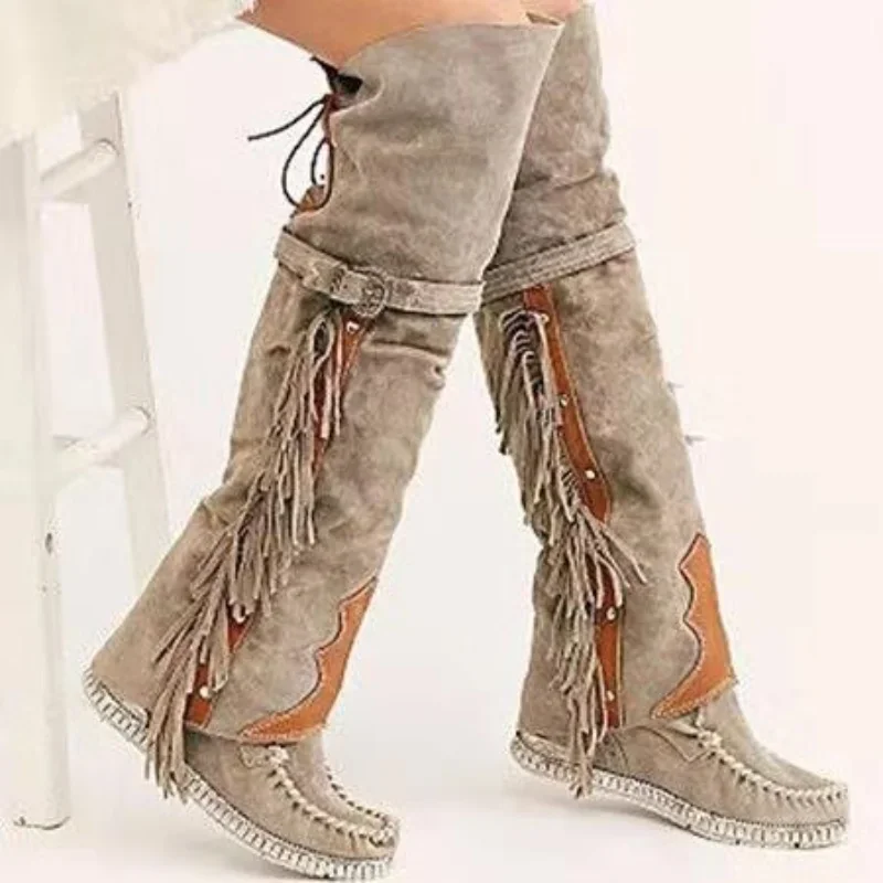Ethnic Fashion Women - Sepatu Bot Wanita Panjang Selutut Bohemia