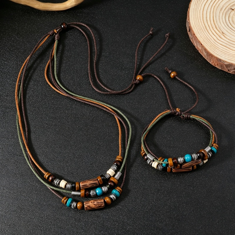 Ethnic Fashion Wear For Women - Set Perhiasan Tali Lilin Kulit Imitasi