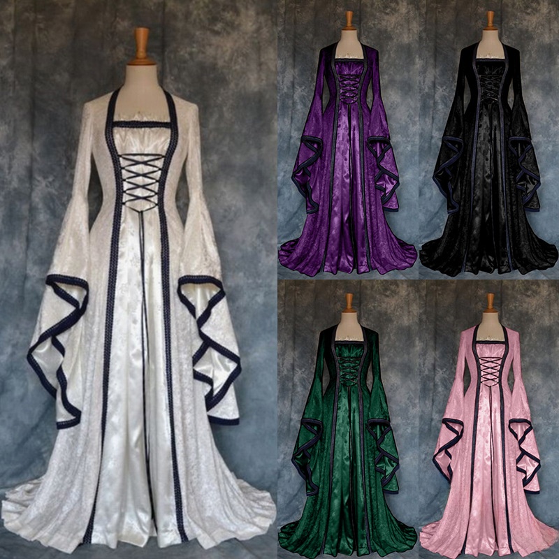 Ethnic Wear - Gaun Wanita Gaya Retro Abad Pertengahan,