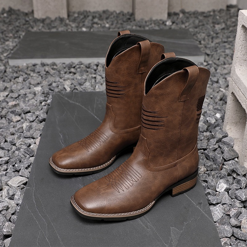 Ethnic Wear - Sepatu Bot Koboi Pria Model Barat,