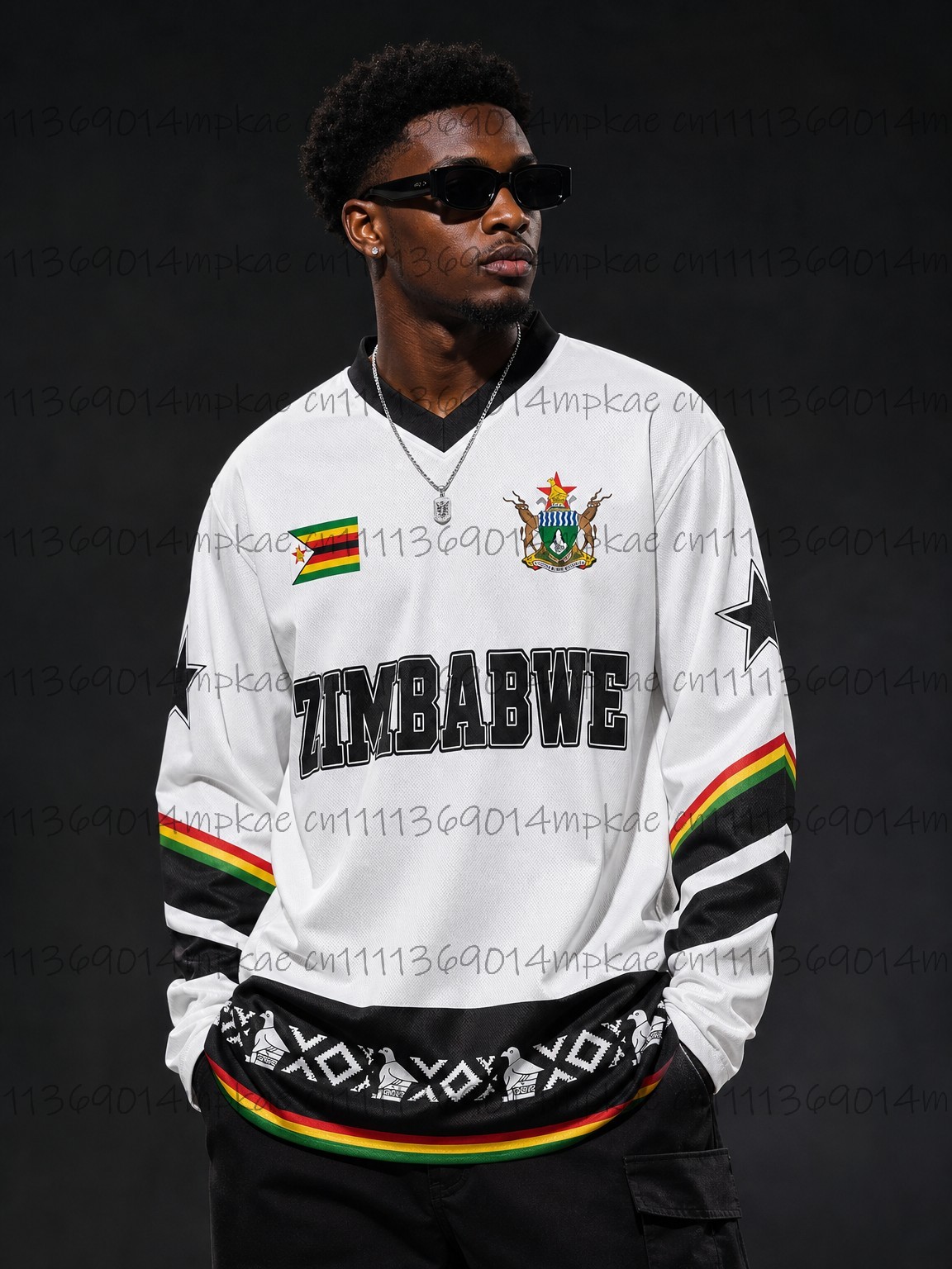Men'S Ethnic Fashion Trends - Kaos Pria Lengan Panjang V-Neck Motif