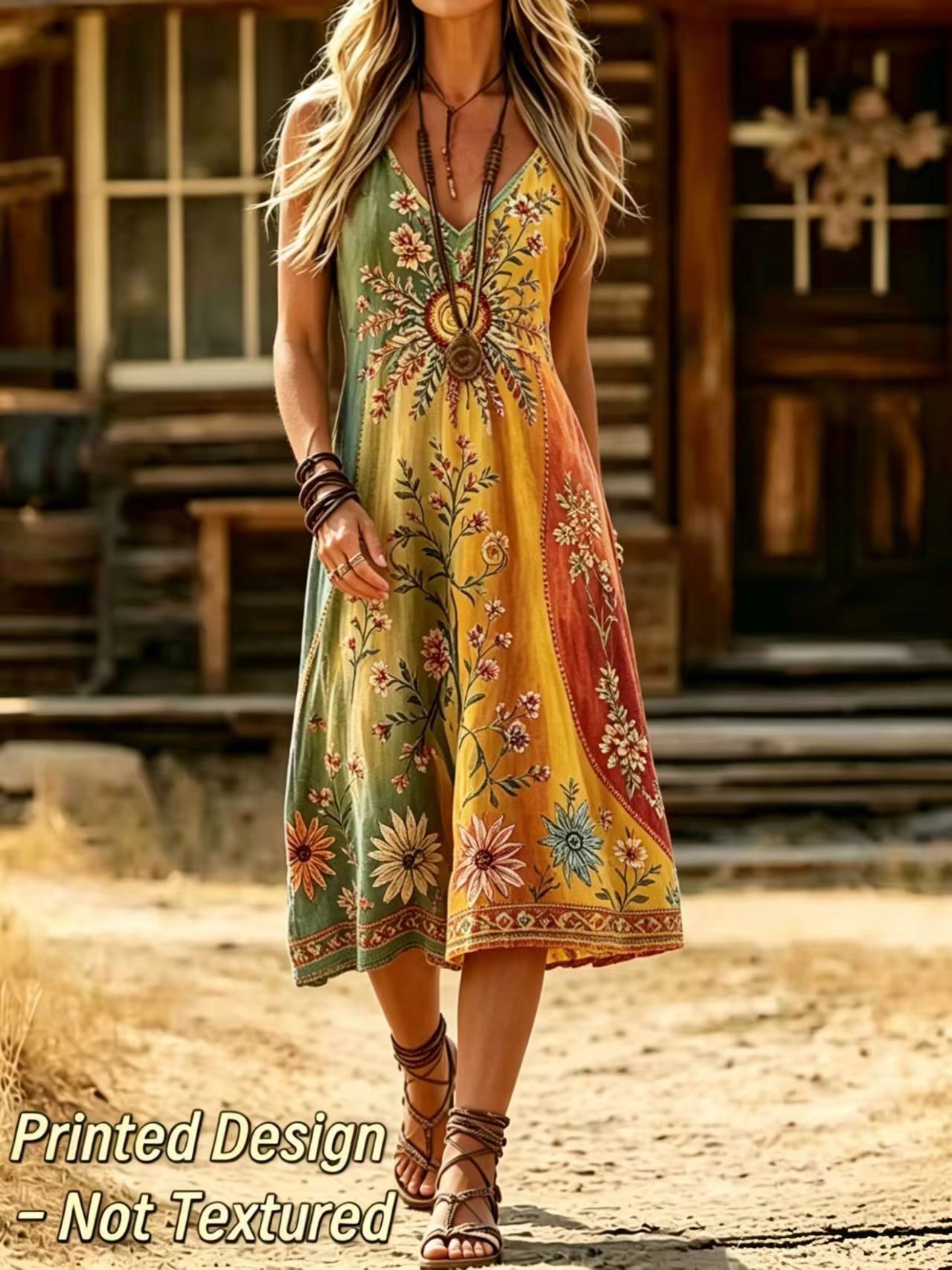 Desain Cetak 2D - Gaun Tanpa L - Ethnic Boho Fashion ulasan dan harga