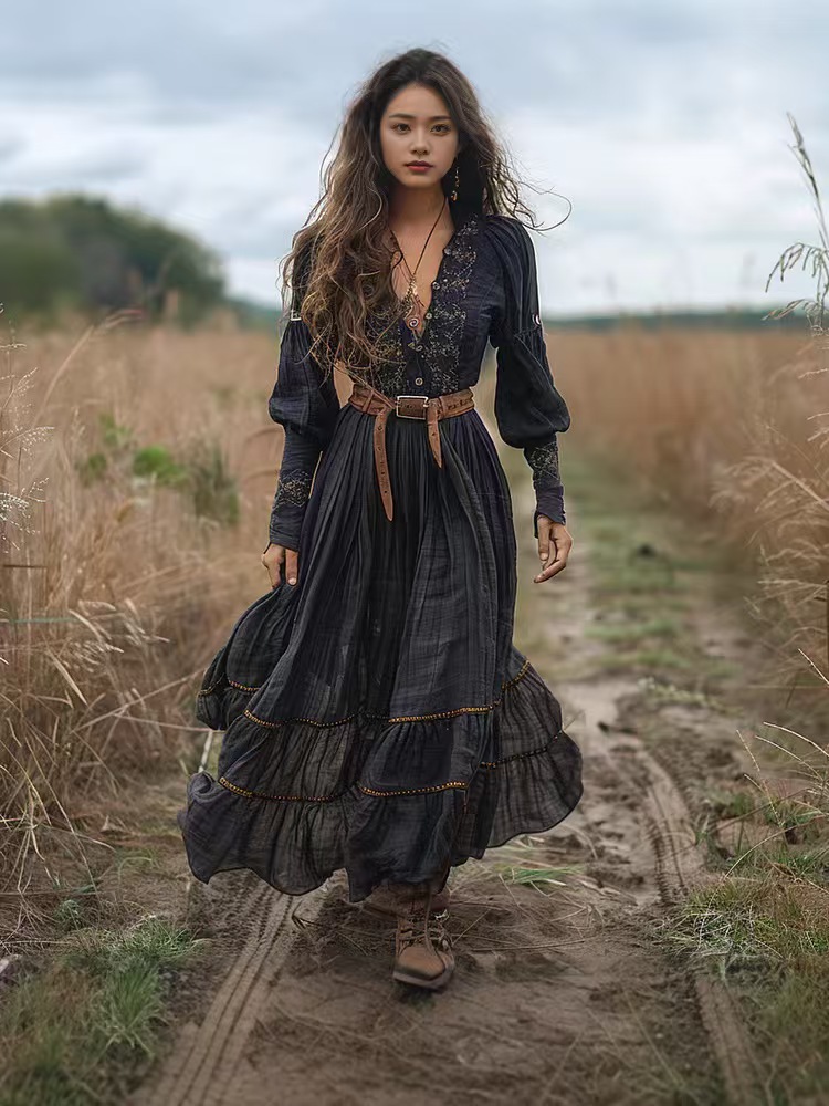 Gaun Maxi Boho wanita, gaun pa - Ethnic Boho Fashion ulasan dan harga