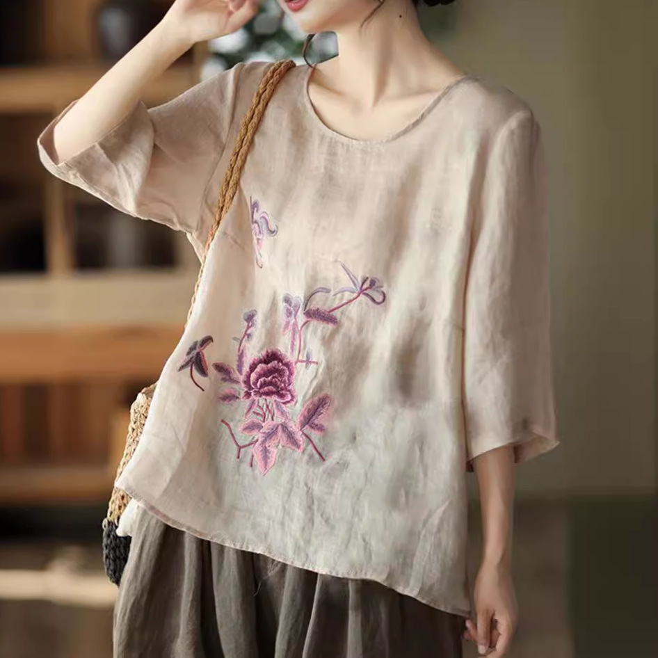 Blus Retro Musim Panas Wanita  - Ethnic Fabric ulasan dan harga