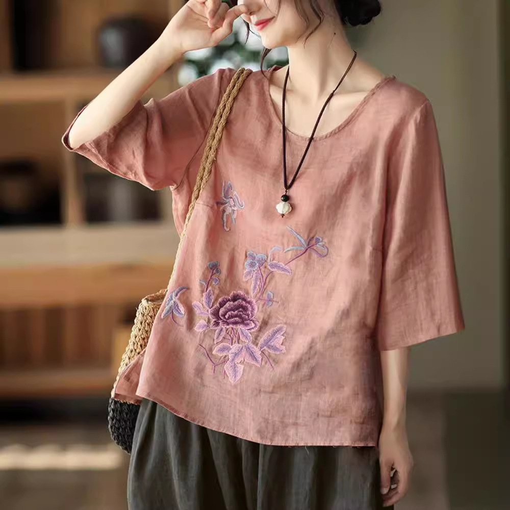 Blus Retro Musim Panas Wanita  - Ethnic Fabric ulasan dan harga