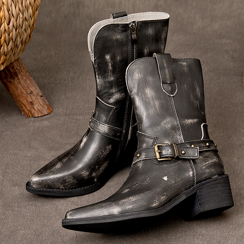 Sepatu Boot Wanita Hak Tebal K - Ethnic Fashion Women ulasan dan harga