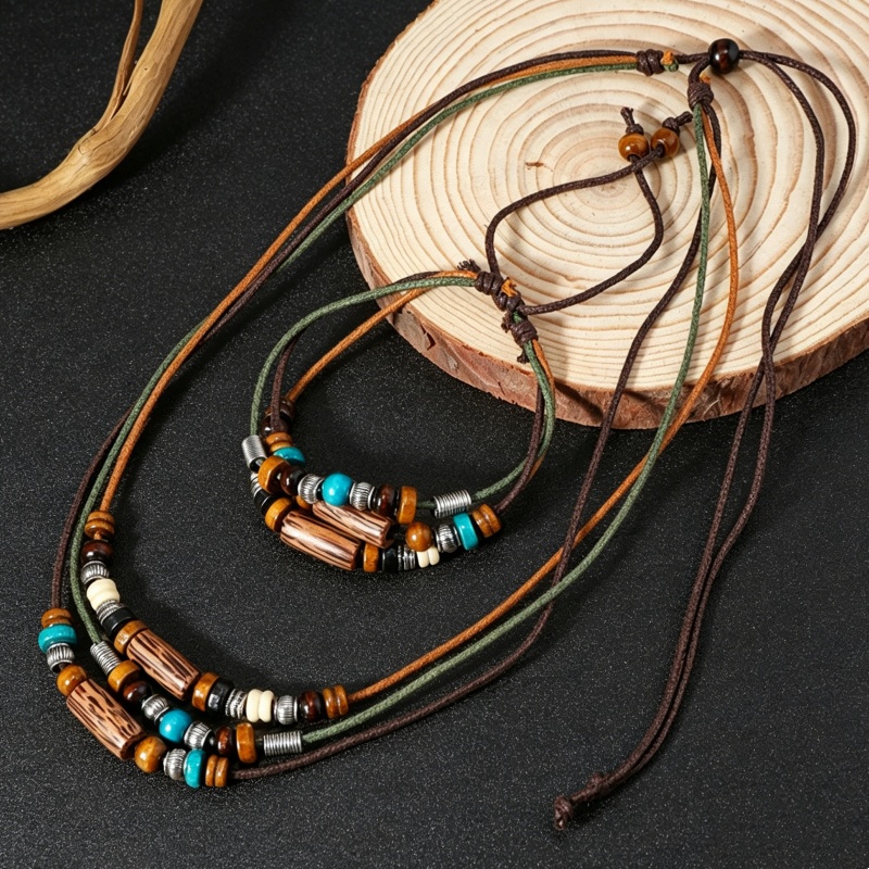Set Perhiasan Tali Lilin Kulit - Ethnic Fashion Wear For Women ulasan dan harga